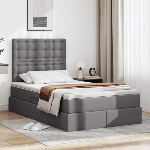  Krevet s od storage s madracem Siva 120 x 200 cm Lažna koža Cijene