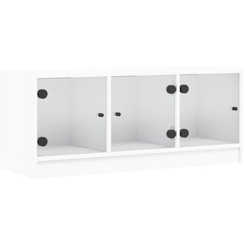 Maison Chic TV omarica - TV stojalo - Televizijska omarica s steklenimi vrati bela 102x37x42 cm, (21698892) Slike