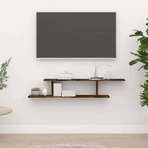  TV polica dimljeni hrast 125x18x23 cm konstruirano drvo Slike
