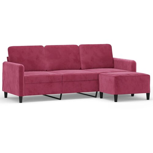 vidaXL Trosjed s tabureom crvena boja vina 180 cm baršunasti Cijene
