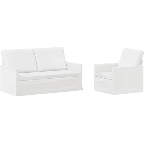  Set sofe 2 pcs Bijela Tkanina - Bijela Jednostruka + Dvostruka (140 cm) Slike