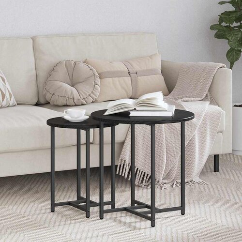  Set pomoćnih stolića 2 pcs Crni hrast Cene