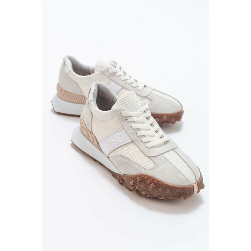 LuviShoes Felix Women's Sneakers with White Suede and Genuine Leather. Cene