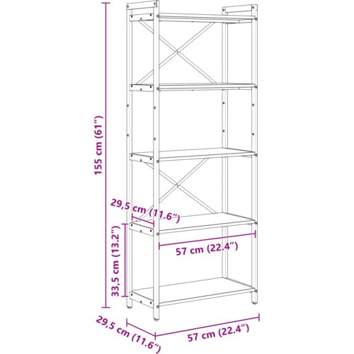 vidaXL Police za knjige sonoma hrast 60 x 30 x 153 cm Cene