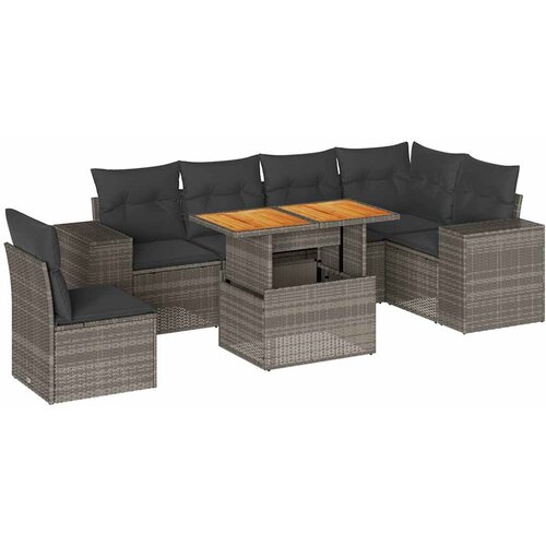 Maison Chic Seti vrtnega pohištva - Vrtna garnitura - Vrtni pohištvo set 7-delna z blazinami siv poli ratan, (21802330) Cene