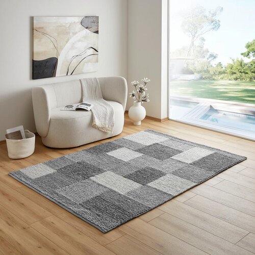 Linea Natura ročno tkana preproga nordic 160/230 cm tkano siva, temno siva Slike