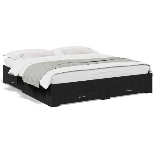 VidaXL Okvir za krevet s ladicama crni 180x200 cm konstruirano drvo Slike