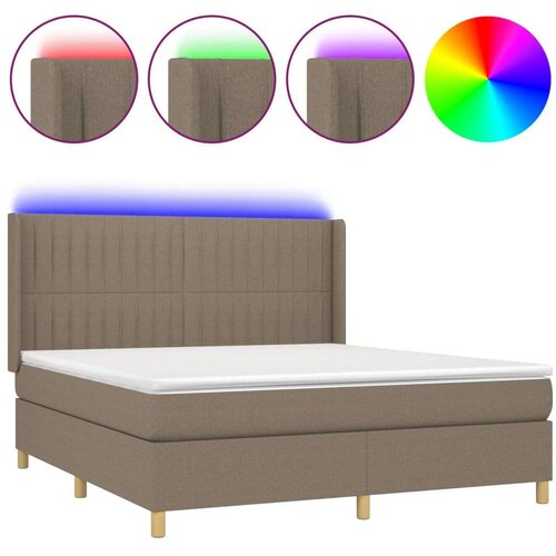  Box spring s madracem LED smeđesivi 160x200 cm tkanina Slike