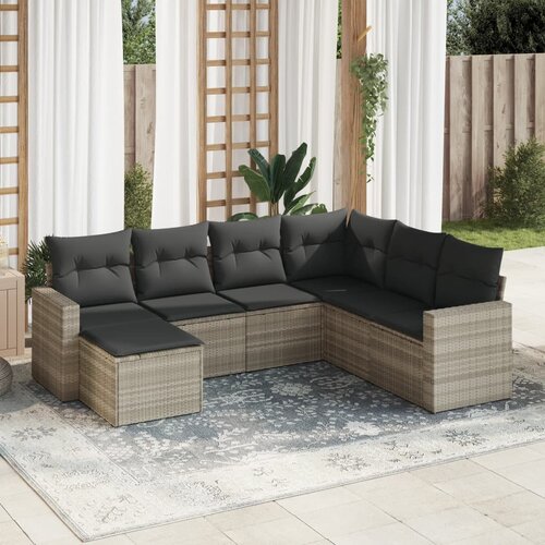 vidaXL 7-dijelni set vrtnih sofa svjetlosivi od poliratana Cijene
