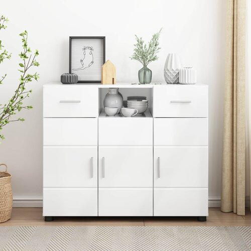  Drveni ormar s ladicama Visoki sjaj bijela 88,5 x 30,5 x 73 cm Cene