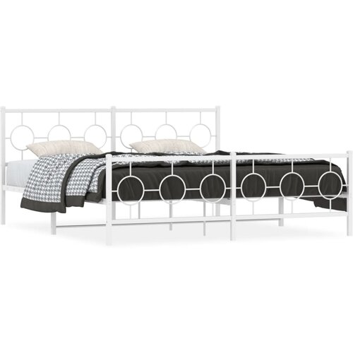 vidaXL Metalni okvir kreveta uzglavlje i podnožje bijeli 183x213 cm Cene