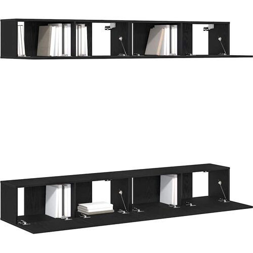  Set TV komoda Zidne 4 pcs Crni hrast 100 x 30 x 30 cm Slike