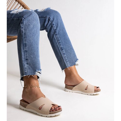 Gemre Beige flip-flops with leather insole Masha Cene