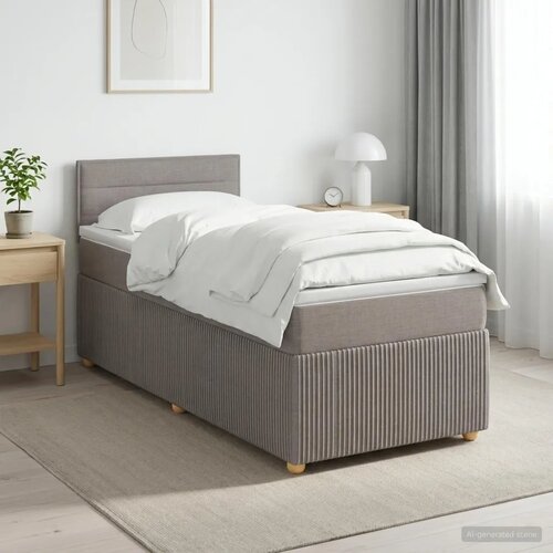  Boxspring krevet s madracem Sivosmeđa 90 x 200 cm Tkanina - Sivosmeđa 90 x 200 cm Dizajn linija Slike