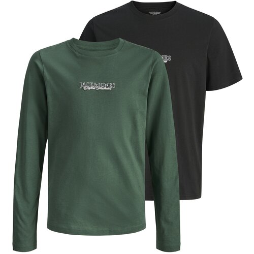 Jack &amp;amp; Jones Majica &amp;#039;JORBLEECKER&amp;#039; temno zelena / črna / bela Slike