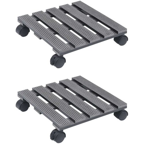 vidaXL Voziček za rastline 2 kosa siv 30x30x7,5 cm WPC Cene