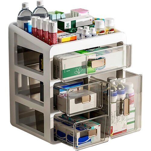 JENMAYT organizator za zdravila s 4 predali, prozoren Slike