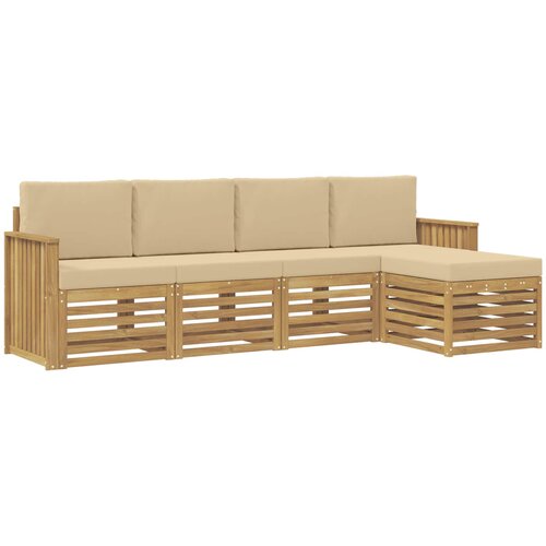  Set vanjskih sofa 5 pcs Bijela i bež 249 x 122,5 x 73 cm Slike