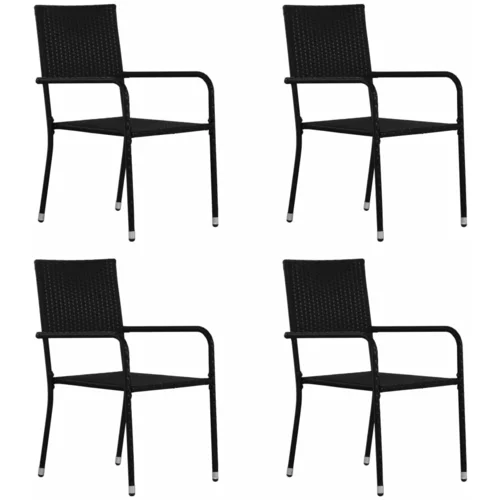 vidaXL Zunanji jedilni stoli 4 kosi poli ratan črne barve