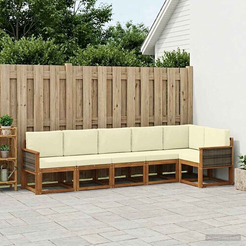  Set vanjskih sofa s jastukom 6 pcs Prirodna i krem Poliester Cene
