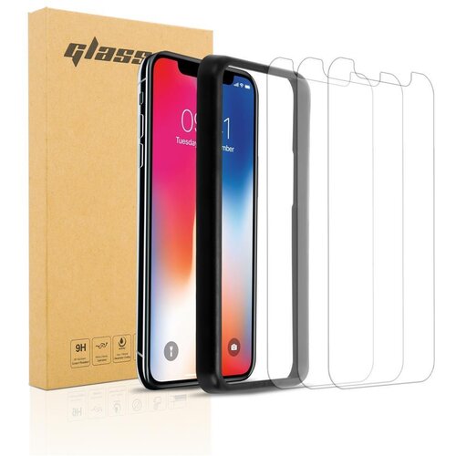 Cadorabo 3x Oklepni film združljiv z Apple iPhone XR v transparentna - 3-pack Kaljeno steklo za za&amp;scaron;čito zaslona s pripomočkom za namestitev, (20548433) Slike