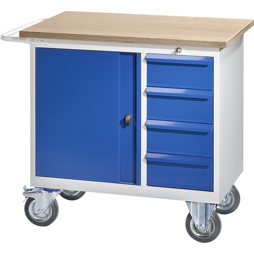 Eurokraft pro kompaktna delovna miza, pomična, 4 predali, 1 vrata, &amp;scaron;xg 950 x 590 mm Slike