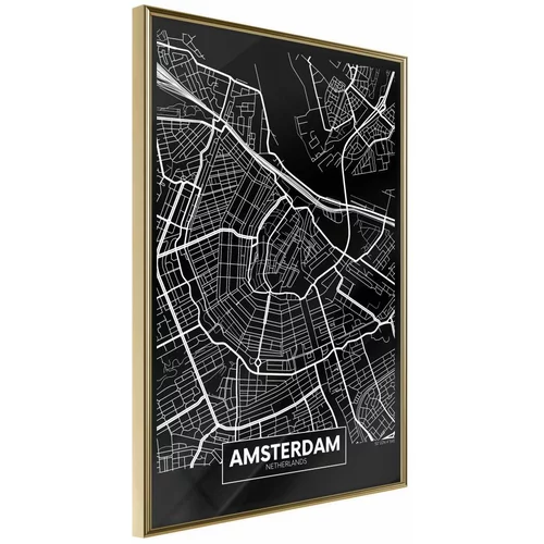  Poster - City Map: Amsterdam (Dark) 20x30