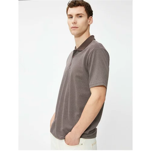 Koton Polo Neck T-Shirt Buttoned Short Sleeve Geometric Printed