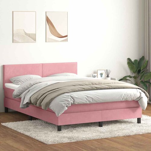 Box Spring krevet s madracem i LED ružičasti 140x220 cm bar&amp;scaron;un Slike