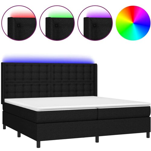  Krevet box spring s madracem LED crni 200x200 cm od tkanine Slike