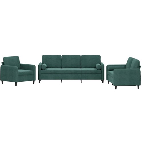 Maison Chic Sedežna garnitura - kavč 3-delna z vzglavniki temno zelen žamet, (21728855) Cene