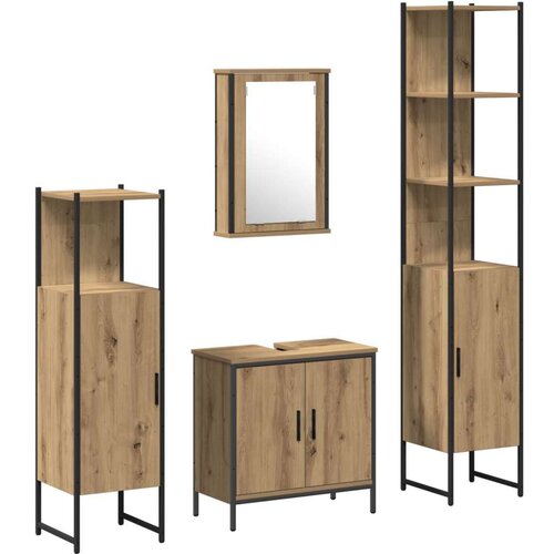  4-dijelni set kupaonskog namje&amp;scaron;taja u umjetnom hrastu Slike