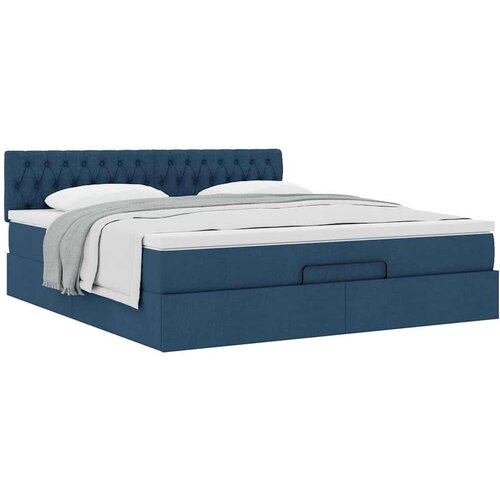 VidaXL Otomanski krevet s madracem plavi 160x200cm od tkanine Slike