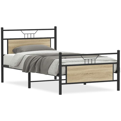 Maison Chic Posteljni okvir - Enojna postelja - Postelja za odrasle brez vzmetnice sonoma hrast 107x203 cm inž. les-J12410, (21759223) Slike
