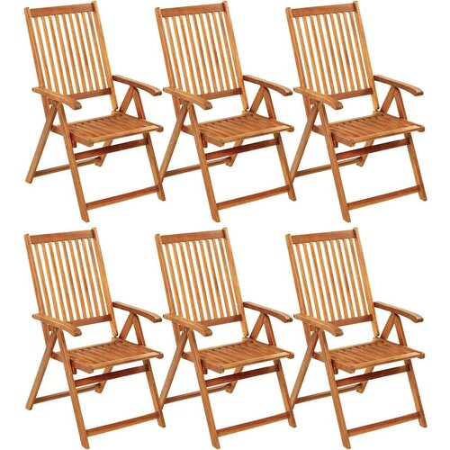  Sklopive stolice 6 kom s jastucima od punog bagremovog drveta Crvena 120 x 50 x 3 cm Slike
