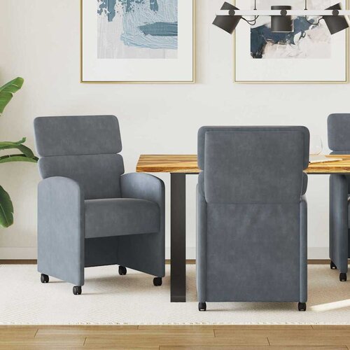vidaXL Jedilni stoli s kolesi 2 pcs Temno siva 58 x 65 x 98 cm Žamet Cene