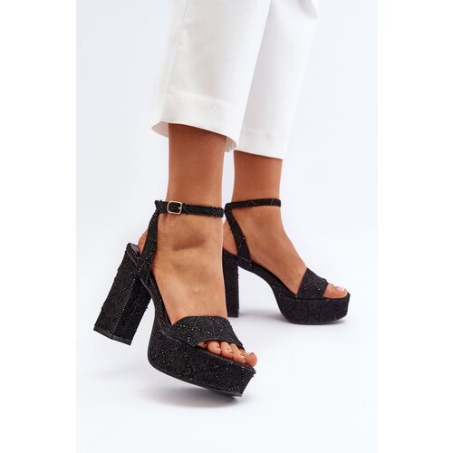 FS1 Black Jeans Sandals with Heel Acrana Cene