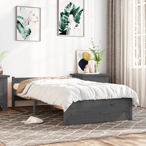 Furnova Posteljni okvir siv iz trdnega lesa 75x190 cm, (21935129) Slike