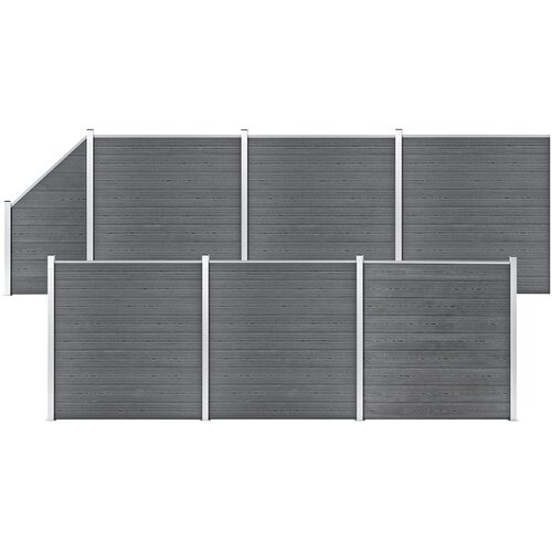 vidaXL set WPC ograda 6 kvadratnih + 1 kosa 1138 x 186 cm sivi Cijene