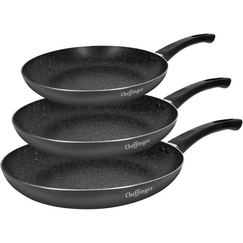 Cheffinger trio ponev 20/24/28 cm z marmornim premazom in soft-grip ro?ajem, ?rna, (21553001) Cene
