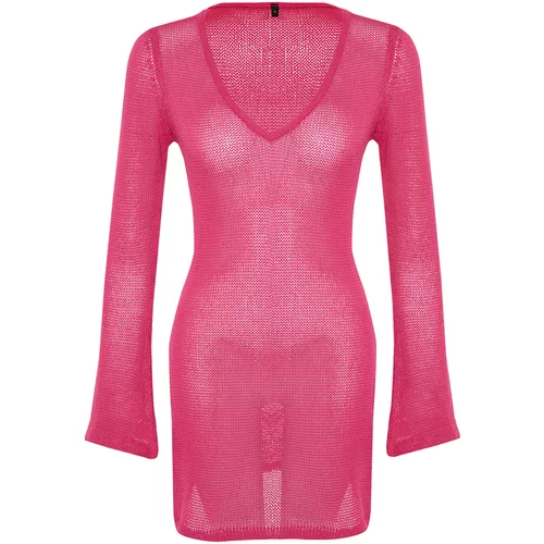 Trendyol Pink*St Plain Fitted Mini Knitwear 50% Cotton, 50% Acrylic Dress