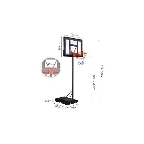 MOVEPRO QSG-S003-21A &amp;ndash; Samostojeći ko&amp;scaron; za ko&amp;scaron;arku s podesivom visinom 150&amp;ndash;305 cm, amortizirani obruč, mobilna baza Slike