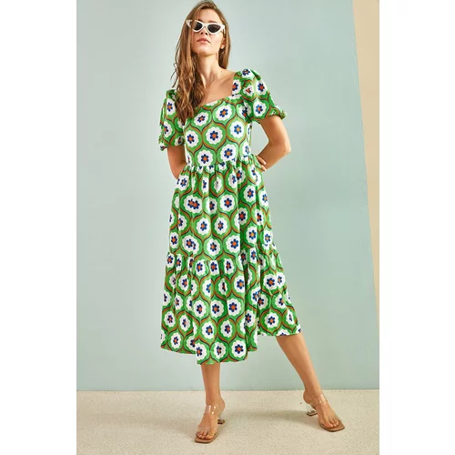 Bianco Lucci Women's Square Collar Watermelon Sleeve Tericotone Dress 5832