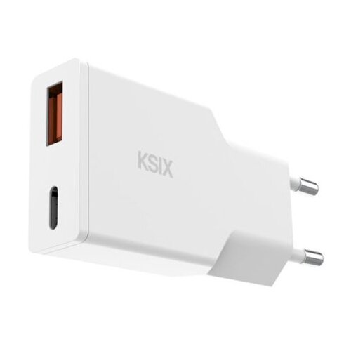 Ksix GaN ultratanki 30W zidni punjač, PD + PPS, USB-C + USB-A, bijeli Cene
