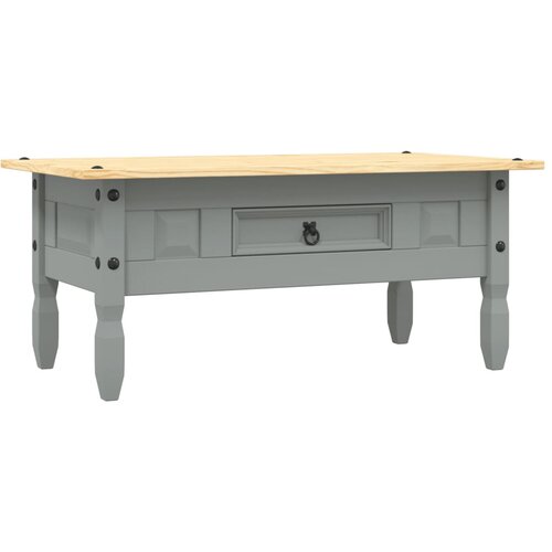 Maison Chic Klubska mizica - kavna mizica - Nizka mizica mehi&amp;scaron;ka borovina Corona Range siva 100x55x44 cm, (21753542) Slike