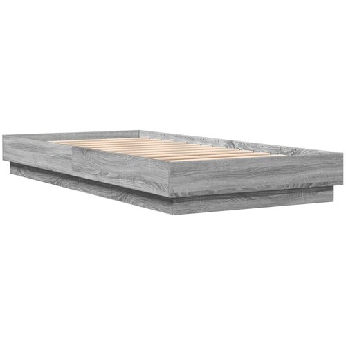  Okvir za krevet s LED svjetlima siva boja hrasta 100 x 200 cm Slike
