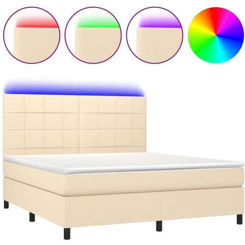 VidaXL Box spring postelja z vzmetnico LED krem 180x200 cm blago, (20900254) Slike