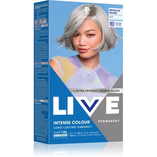 Schwarzkopf LIVE Intense Colour trajna boja za kosu nijansa U71 Metallic Silver 1 kom Slike