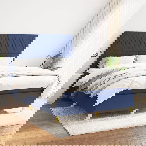  The Living Store Box spring postelja z vzmetnico modra 140x200 cm blago - Box Spring Postelja, (21454874) Slike