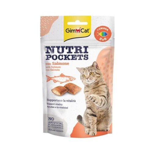Gimcat nutri pockets poslastica za mačke sa ukusom lososa, 60g Slike